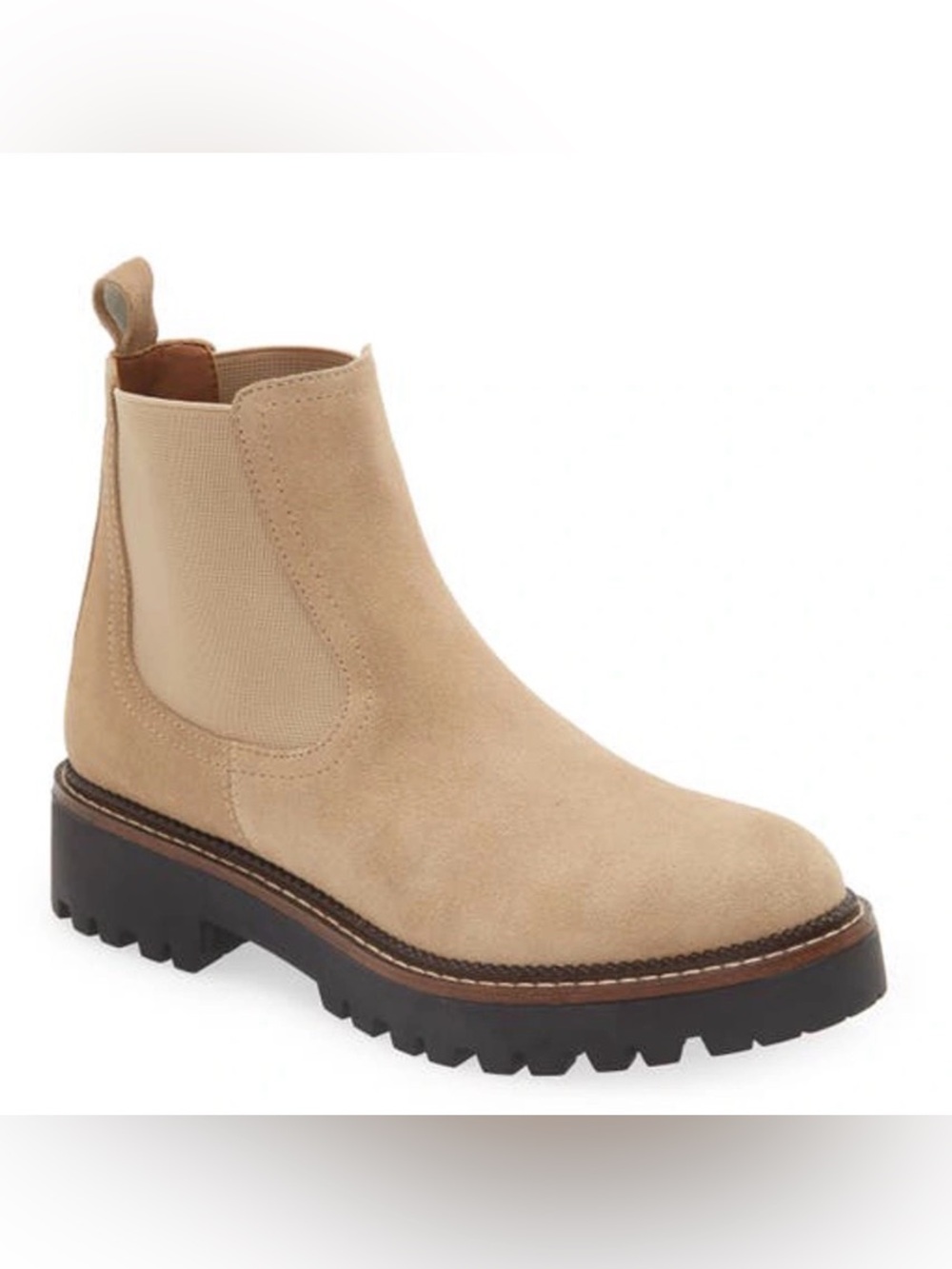 Caslon Miller Chelsea Boot in Beige Suede Water Resistant 8